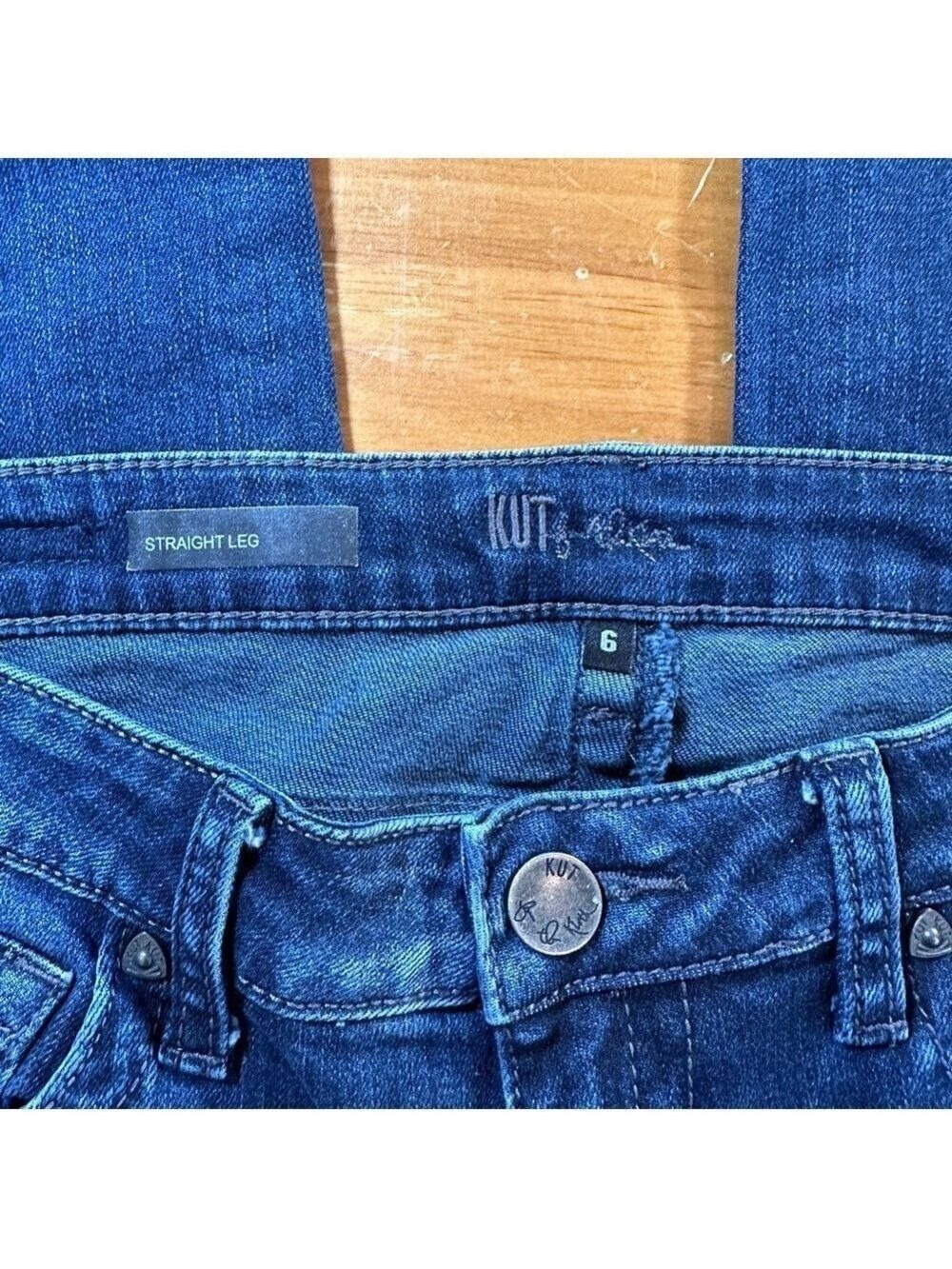 Kut from the Kloth Dark Blue Straight Leg Jeans - Size 6 - Picture 9 of 12